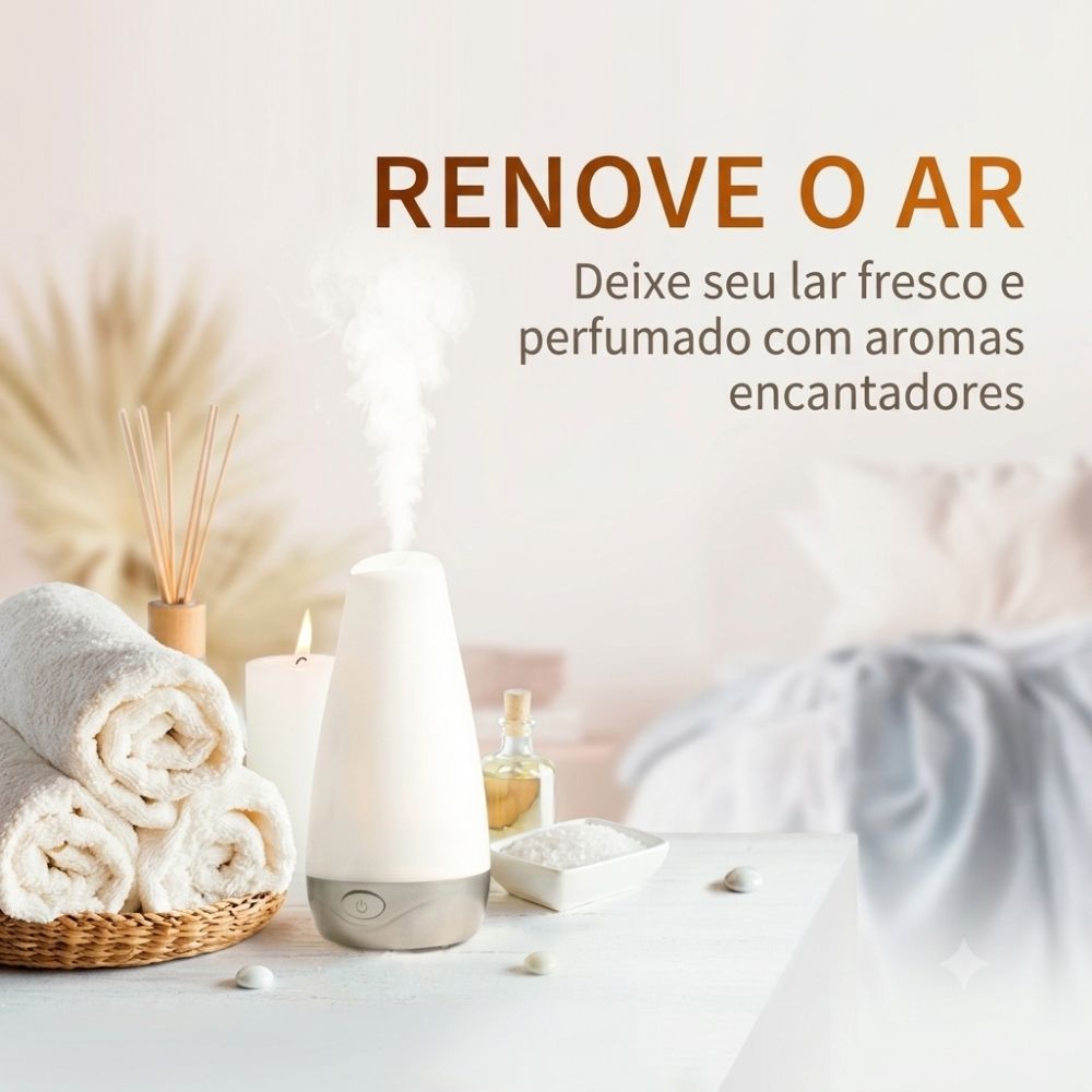 Óleos essenciais no difusor/umidificador de ambiente